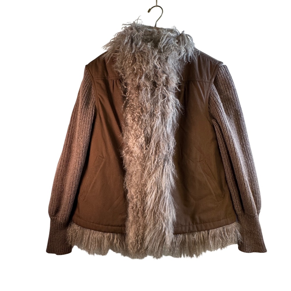 Vtg Mongolian Lamb Fur Convertible Vest Jacket Reversible Penny Lane Luxe Glam M - Picture 2 of 16
